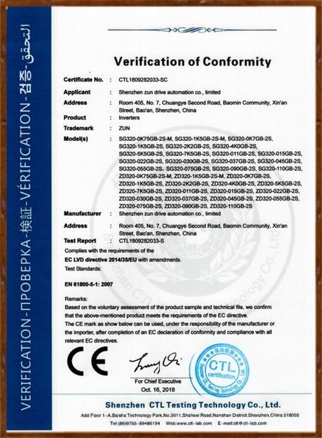 China Shenzhen zk electric technology limited  company certificaciones